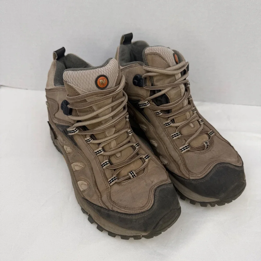 Merrell Radius Mid Waterproof Hiking Boots Walnut Vibram Womens 8.5